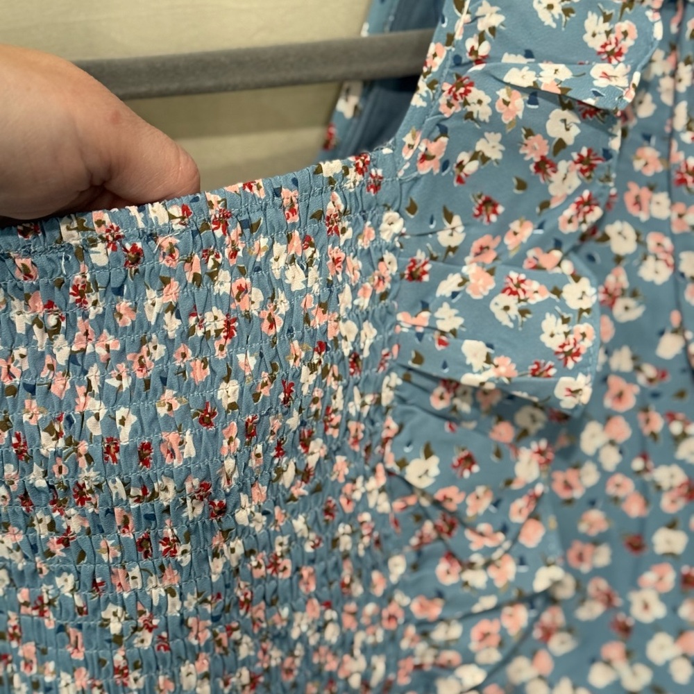 Blue Puff Sleeve Ruffled Blouse - Picture 3 of 5